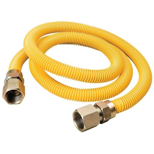 B & K Gas Connector, 34 x 34 in, FIP, Stainless Steel, Yellow EpoxyCoated, 48 in L G012YE151548RP